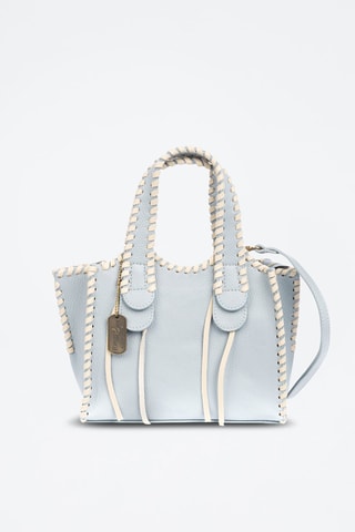 Sac à main en cuir Avio - Blanc et bleu