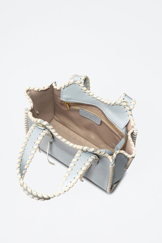 Sac à main en cuir Avio - Blanc et bleu