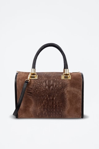 Sac bowling en cuir Anacapri - Marron