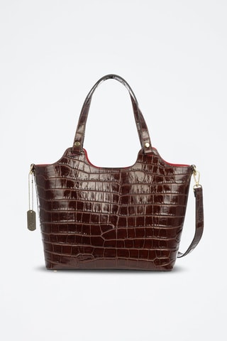 Mala shopper de couro Avolasca - Castanho - Castanho e prateado