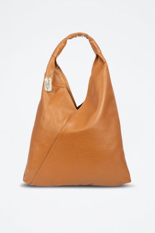 Mala de ombro Agnana - Camel - Castanho e dourado