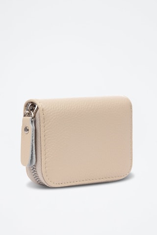 Porte-carte en cuir Balocco - Beige et argenté