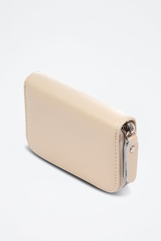 Porte-carte en cuir Balocco - Beige et argenté