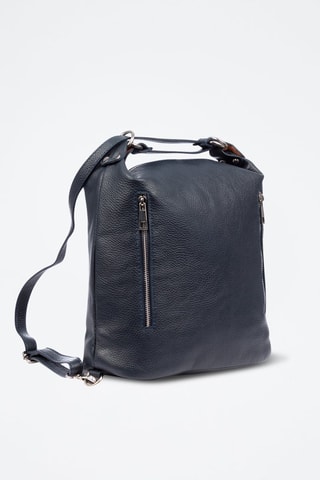 Mochila de couro Bagnoli - Preto - Preto e prateado