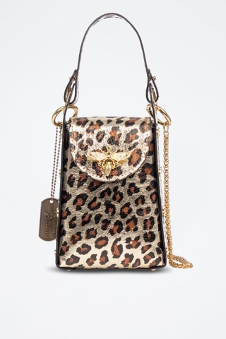 Sac à main en nubuck Alviano - Noir, marron et doré