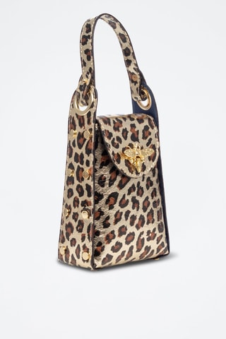 Sac à main en nubuck Alviano - Noir, marron et doré