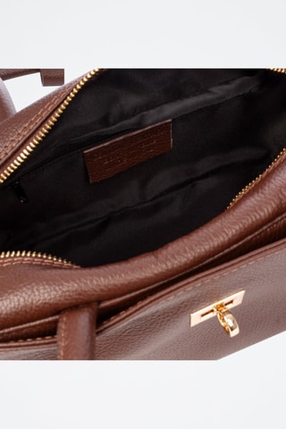 Mala de ombro de couro Baranzate - Castanho-escuro - Castanho