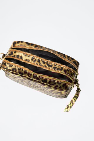 Sac bandoulière en cuir - Noir, beige et doré