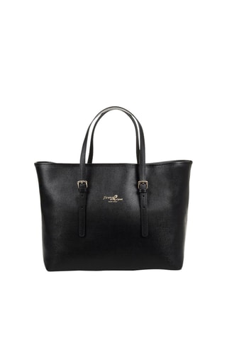 Mala shopper em couro Preto  - Dourado e preto