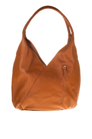 Mala de ombro em couro Camel - Castanho