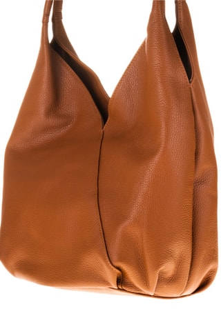 Mala de ombro em couro Camel - Castanho