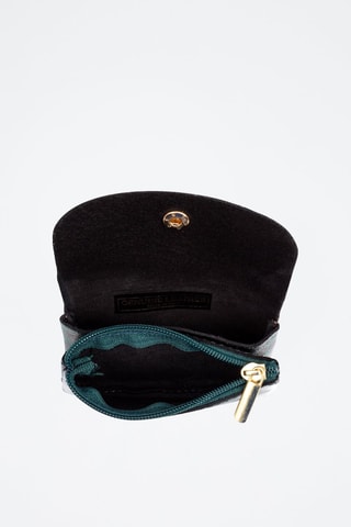 Porte-monnaie en cuir - Noir, vert et marron