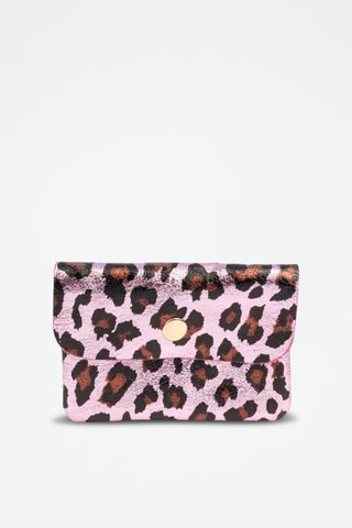 Porte-monnaie en cuir - Noir, marron et rose