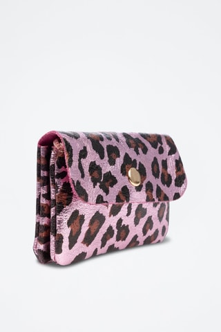 Porte-monnaie en cuir - Noir, marron et rose