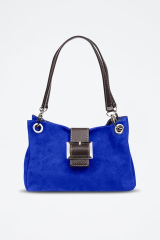 Mala de ombro em couro - Azul-eléctrico - Azul e preto