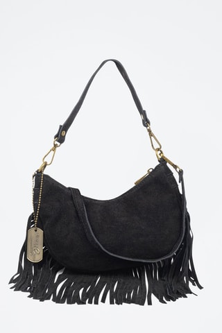 Mala de ombro em nobuck - Preto -  e 