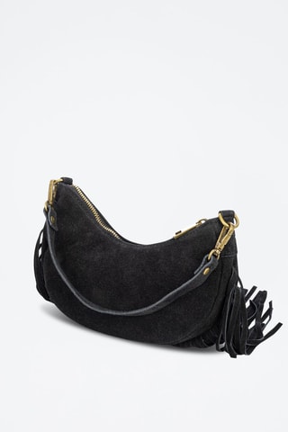 Mala de ombro em nobuck - Preto -  e 