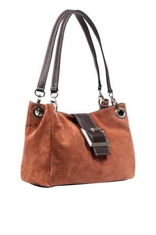 Mala de ombro em nobuck Castanho - 