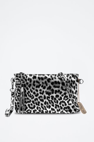 Sac bandoulière cuir - Gris et noir