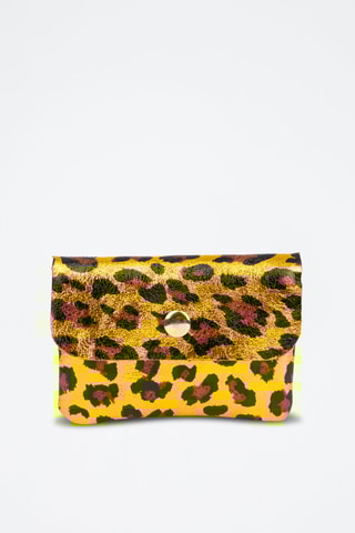 Porte-monnaie en cuir - Noir, jaune et marron