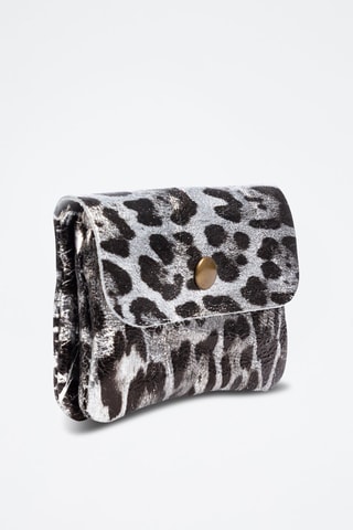 Porte-monnaie en cuir - Gris et noir