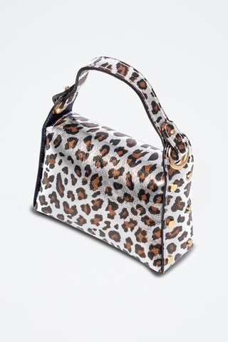 Sac à main en nubuck Aquileia - Noir, motifs, argenté et marron