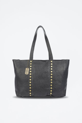 Mala shopper em couro - Preto - Preto e dourado