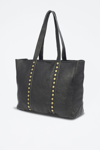Mala shopper em couro - Preto - Preto e dourado