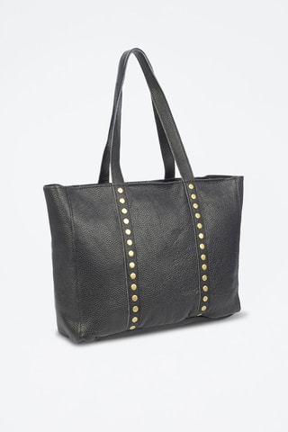 Mala shopper em couro - Preto - Preto e dourado