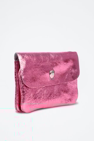 Porte-monnaie en cuir - Rose et gris