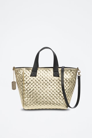 Mala shopper em couro - Dourado -  e 