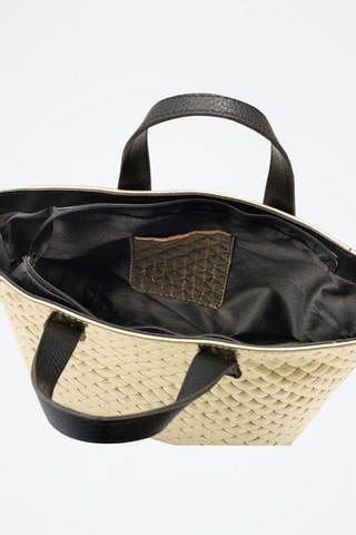 Mala shopper em couro - Dourado -  e 