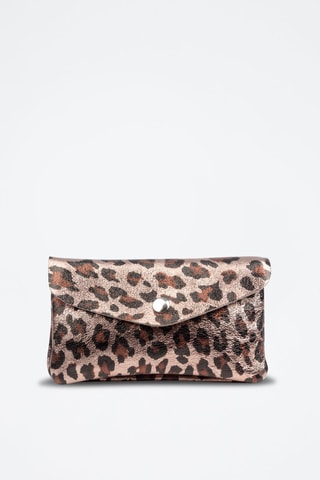 Pochette en nubuck - Noir, marron et doré