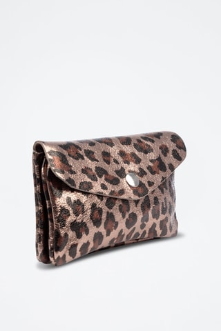 Pochette en nubuck - Noir, marron et doré