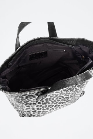 Mala shopper em couro - Cinzento e preto - Preto e cinzento