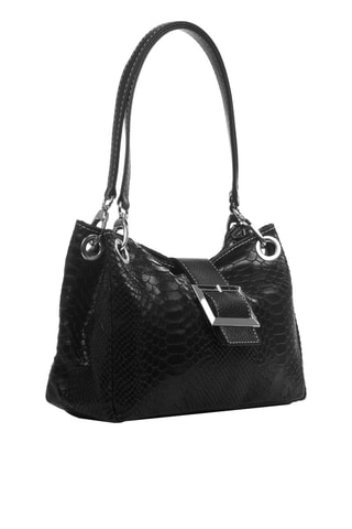 Mala de ombro em couro Preto - Firenze Artegiani - Branco e preto