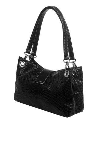 Mala de ombro em couro Preto - Firenze Artegiani - Branco e preto