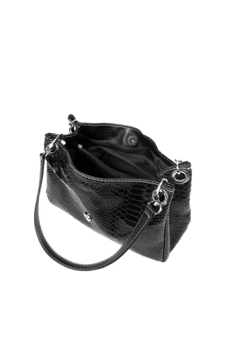 Mala de ombro em couro Preto - Firenze Artegiani - Branco e preto