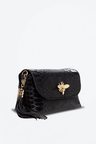 Sac bandoulière en cuir - Noir et doré