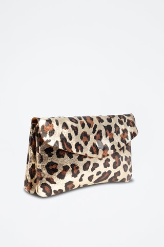 Pochette en nubuck - Noir, marron et argenté