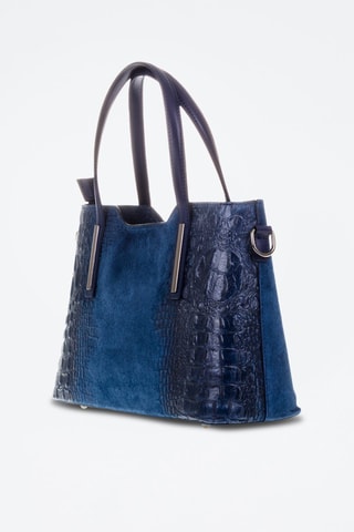 Mala shopper em couro Azul-escuro - Azul e prateado