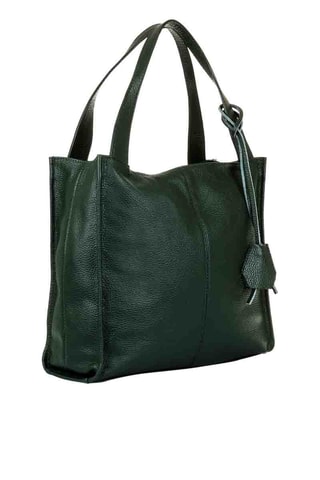 Mala de ombro em couro - Verde-escuro - 