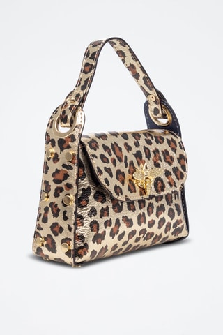 Sac à main en nubuck Aquileia - Noir, doré, motifs et marron