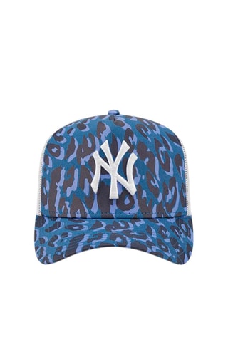 Casquette Trucker New York Yankees Leopard Print A-Frame - Bleu et noir
