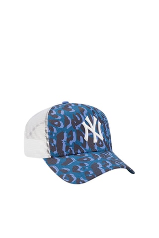 Casquette Trucker New York Yankees Leopard Print A-Frame - Bleu et noir