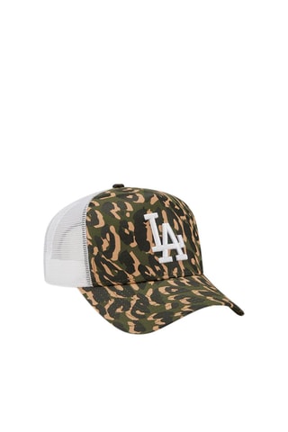 Casquette Trucker Los Angeles Dodgers Leopard Print A-Frame - Vert et marron