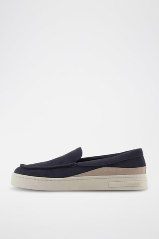 Mocassins en nubuck- Bleu marine