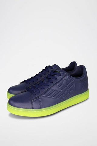 Sneakers en cuir Bleu marine et jaune