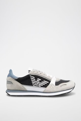 Baskets en cuir - Bleu marine et gris