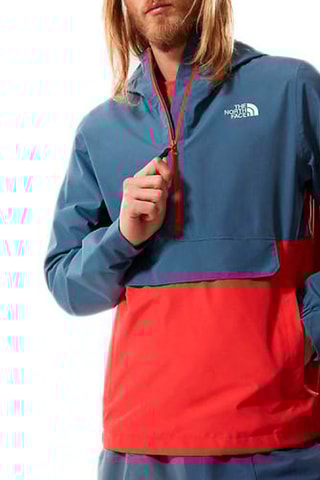 Coupe-vent à capuche - Bleu et rouge